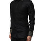 Black Cotton GOLD Long Sleeves Dress Shirt