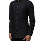 Black Cotton GOLD Long Sleeves Dress Shirt