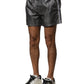 Gray Polyester Mid Waist Casual Bermuda Shorts