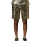 Gold Sequin Polyester Embellished Bermuda Shorts