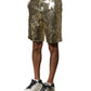 Gold Sequin Polyester Embellished Bermuda Shorts