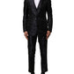 Black Jacquard 3 Piece Single Breasted Suit