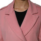 Pink Wool Double Breasted Blazer Coat Jacket