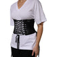 Black Cotton Waist LaceUp Strap Corset Belt