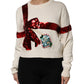 White Sequined Crew Neck Pullover Sweater