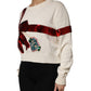 White Sequined Crew Neck Pullover Sweater