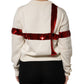 White Sequined Crew Neck Pullover Sweater