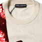 White Sequined Crew Neck Pullover Sweater