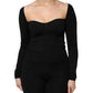 Black Viscose Long Sleeve Pullover Blouse Top