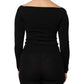 Black Viscose Long Sleeve Pullover Blouse Top