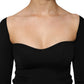 Black Viscose Long Sleeve Pullover Blouse Top