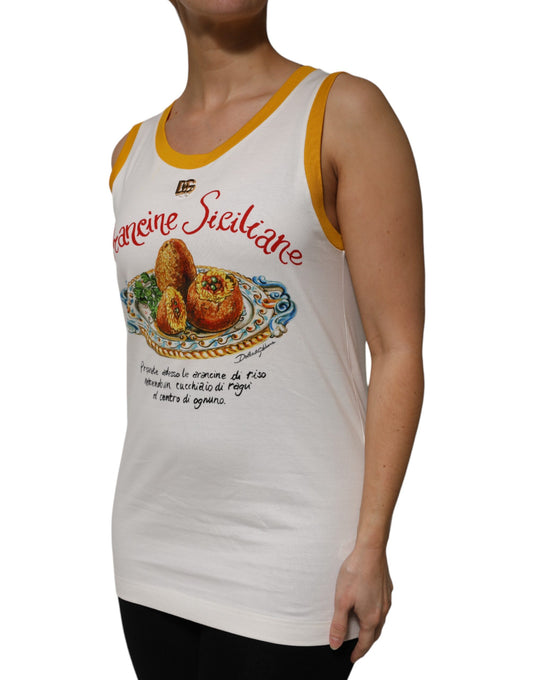 White Araneine Siciliane Sleeveless Tank Top