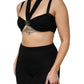 Black Cropped Viscose Halter Bustier Top