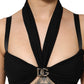 Black Cropped Viscose Halter Bustier Top