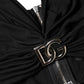 Black Cropped Viscose Halter Bustier Top