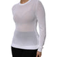 White Round Neck Long Sleeves Pullover Top
