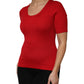 Red Round Neck Short Sleeves Pullover Top