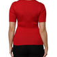 Red Round Neck Short Sleeves Pullover Top
