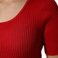 Red Round Neck Short Sleeves Pullover Top