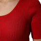 Red Round Neck Short Sleeves Pullover Top