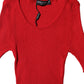 Red Round Neck Short Sleeves Pullover Top