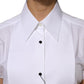 White Cotton Collared Short Sleeves Top