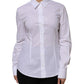 White Cotton Collared Long Sleeves Shirt Top