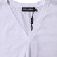 White Cotton Short Sleeves V-neck T-shirt