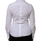 White Cotton Collared Long Sleeves Shirt Top