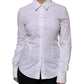 White Cotton Collared Long Sleeves Shirt Top