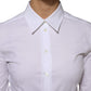 White Cotton Collared Long Sleeves Shirt Top