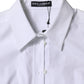 White Cotton Collared Long Sleeves Shirt Top