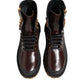 Brown Black Leather Boots Zipper Lace Up Shoes