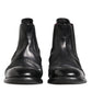 Black Leather Ankle Boots Slip On Shoes