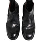 Black Leather Ankle Boots Slip On Shoes