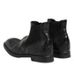 Black Leather Ankle Boots Slip On Shoes
