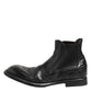 Black Leather Ankle Boots Slip On Shoes