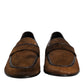 Brown Loafers Leather Slip On Men Dress Shoes