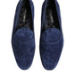 Blue Velvet DG Logo Loafers Formal Shoes