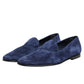 Blue Velvet DG Logo Loafers Formal Shoes