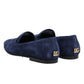 Blue Velvet DG Logo Loafers Formal Shoes