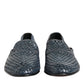 Blue Woven Leather Slip On Loafers Shoes