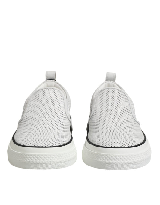 White Dotted Leather Slip On Men Sneakers Shoes