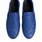 Blue Leather Lace Slip On Sneaker Shoes
