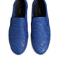 Blue Leather Lace Slip On Sneaker Shoes