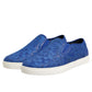 Blue Leather Lace Slip On Sneaker Shoes