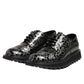 Black White Calfskin Chunky Derby Shoes
