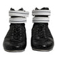 Black Quilted Leather Lace Up Sneakers Shoes