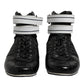 Black Quilted Leather Lace Up Sneakers Shoes