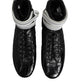 Black Quilted Leather Lace Up Sneakers Shoes